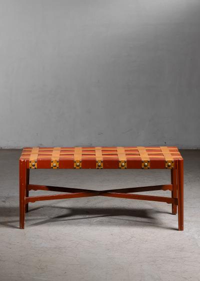Wood and leather bench