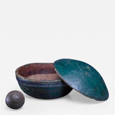Wood and steel folk art mustard bowl Sweden