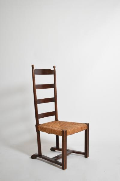 Wood and straw low chair 1950s 