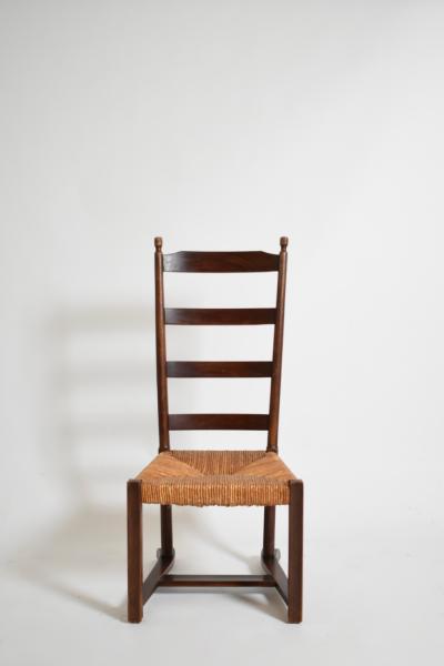 Wood and straw low chair 1950s 
