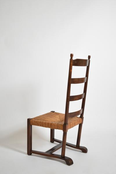 Wood and straw low chair 1950s 
