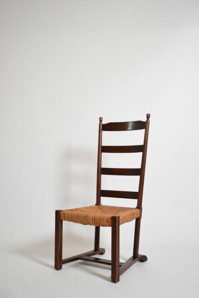 Wood and straw low chair 1950s 