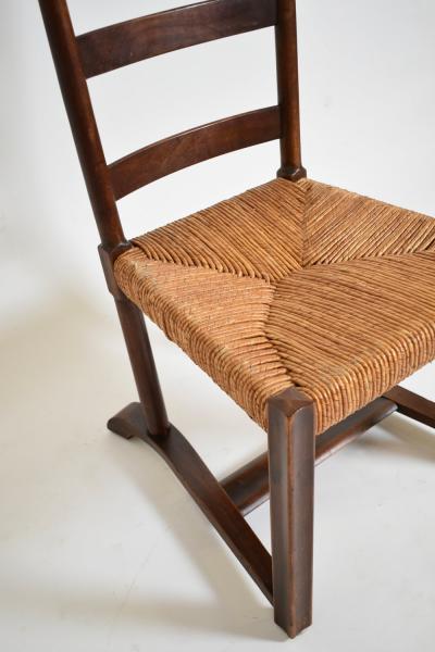 Wood and straw low chair 1950s 