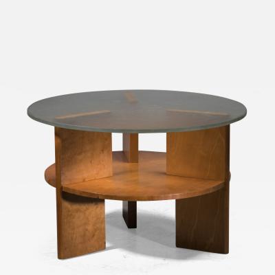 Wood coffee table with glass top