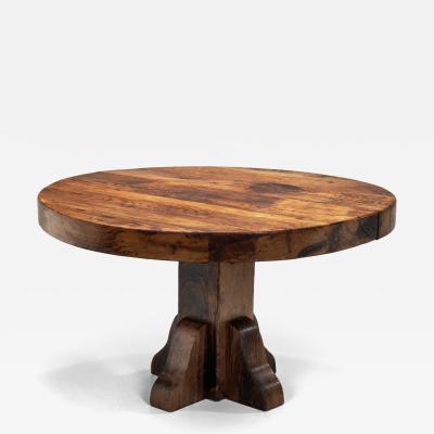 Wooden Dining Table with Carved Leg Europe Mid 20th Century
