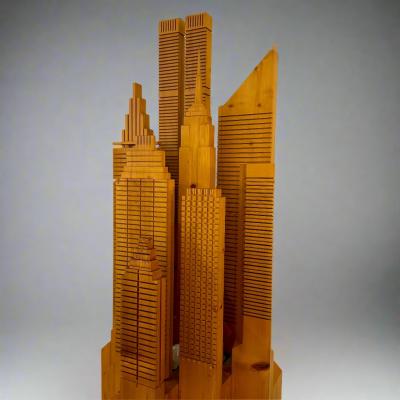 Wooden New York Skyline Illuminated Sculpture Italy