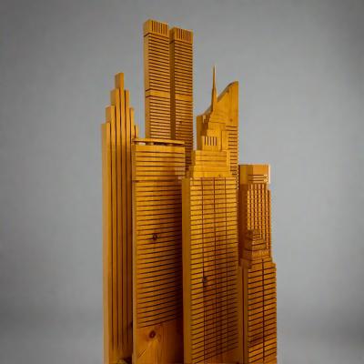 Wooden New York Skyline Illuminated Sculpture Italy