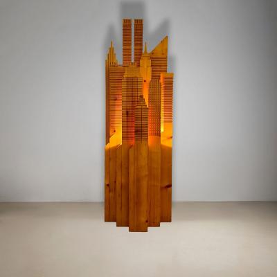 Wooden New York Skyline Illuminated Sculpture Italy
