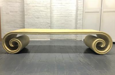 Wooden Scroll Coffee Table with Crackle Finish