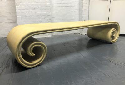 Wooden Scroll Coffee Table with Crackle Finish