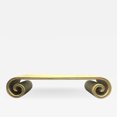 Wooden Scroll Coffee Table with Crackle Finish