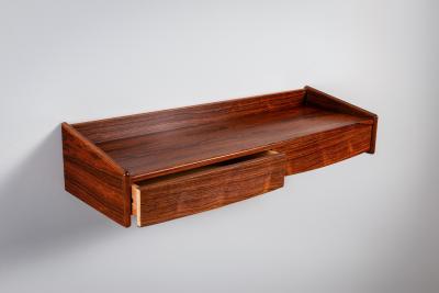 Wooden Wall Mounted Console with Double Drawers Europe Mid 20th Century