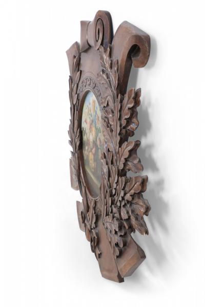 Wooden Wall Plaque with Painted Floral Still Life Inset