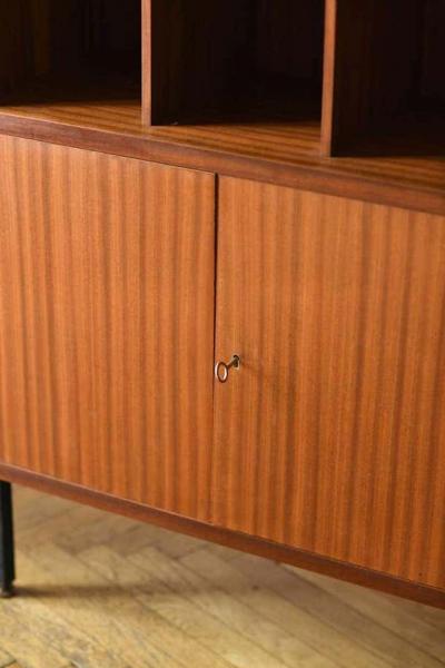 Wooden credenza with modular shelves and doors Italy 1960 