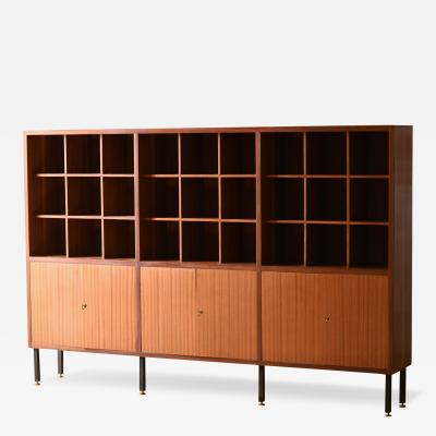 Wooden credenza with modular shelves and doors Italy 1960 