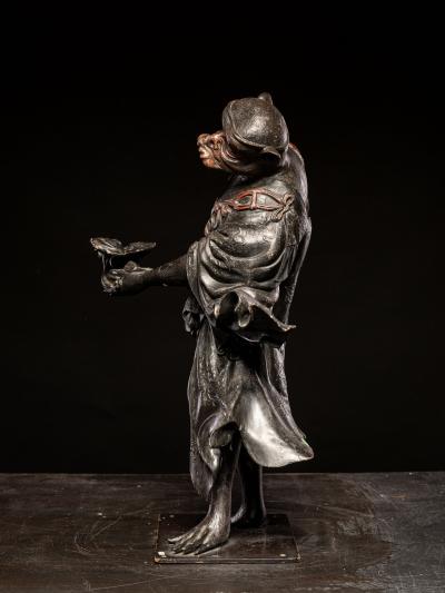 Wooden sculpture of a Dancing Tengu Late Edo Meiji Period Japan