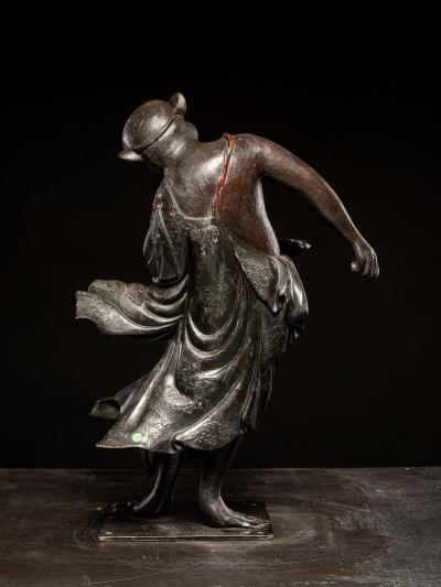Wooden sculpture of a Dancing Tengu Late Edo Meiji Period Japan