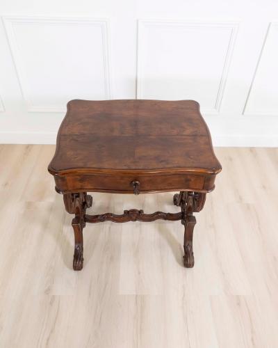 Work Table In Walnut From 1860 With Cherry Inlays Luigi Filippo