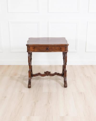 Work Table In Walnut From 1860 With Cherry Inlays Luigi Filippo