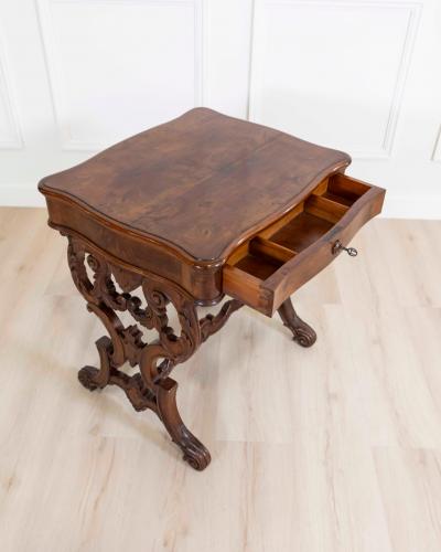 Work Table In Walnut From 1860 With Cherry Inlays Luigi Filippo
