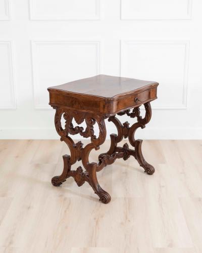 Work Table In Walnut From 1860 With Cherry Inlays Luigi Filippo