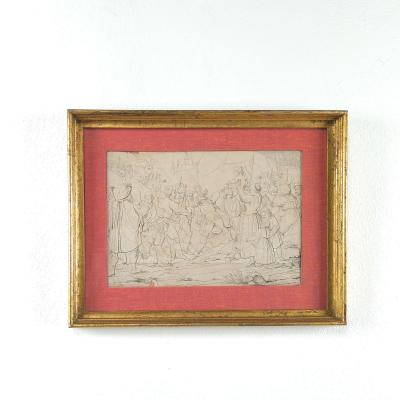 Working Drawing for a Painting of a Historical Scene Italy 18th century