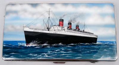 World War II Era English Cigarette Case with RMS Queen Mary 1942
