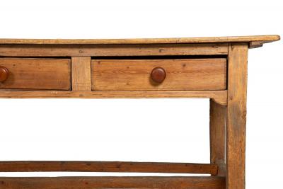 Worn and Patinated English Antique Pine Tavern Table Desk