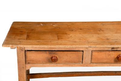 Worn and Patinated English Antique Pine Tavern Table Desk
