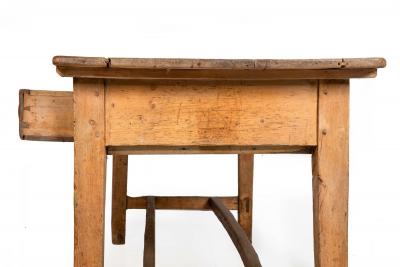 Worn and Patinated English Antique Pine Tavern Table Desk