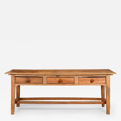 Worn and Patinated English Antique Pine Tavern Table Desk