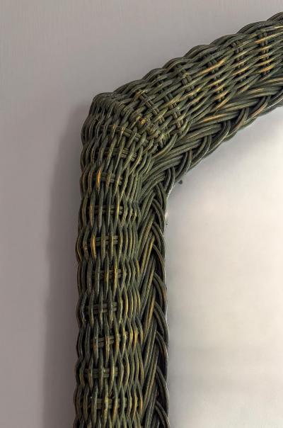 Woven Rattan Mirror 1970s