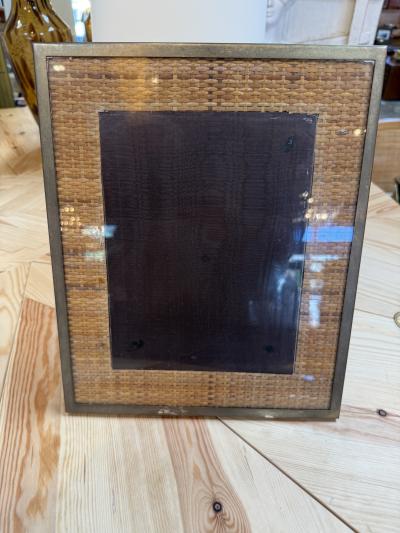 Woven Rattan Picture Frame with Metal Border