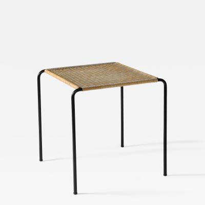 Woven Rattan and Steel End Table France c 1955