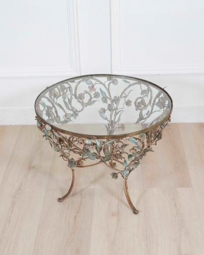 Wrought Iron And Polychrome Sheet Metal Coffee Table 20th Century