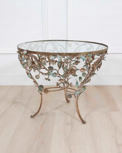 Wrought Iron And Polychrome Sheet Metal Coffee Table 20th Century