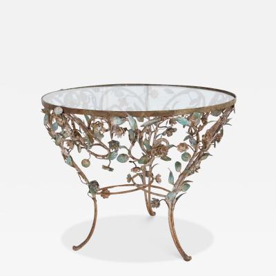 Wrought Iron And Polychrome Sheet Metal Coffee Table 20th Century