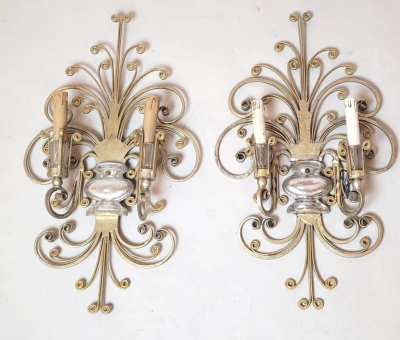 Wrought Iron And Silver Wall Lamp Maison Bagu s