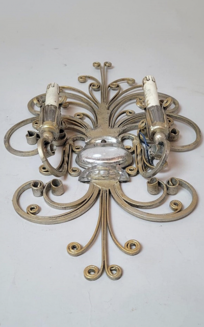 Wrought Iron And Silver Wall Lamp Maison Bagu s