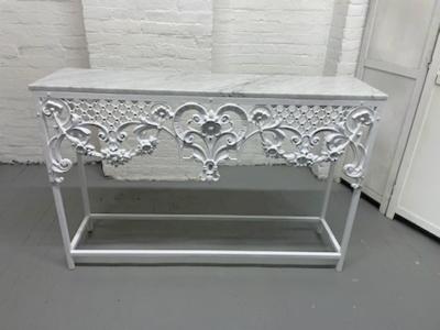 Wrought Iron Carrara Marble Console Table