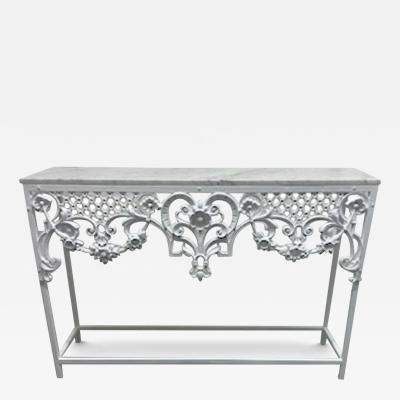 Wrought Iron Carrara Marble Console Table