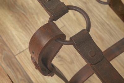 Wrought Iron Faux Leather Buckle Coffee Table