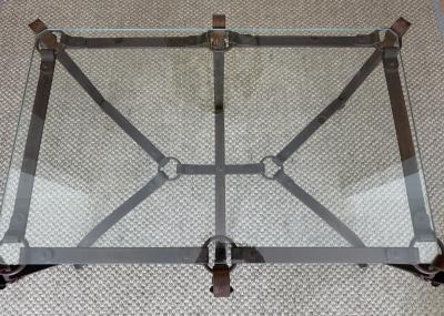 Wrought Iron Faux Leather Buckle Coffee Table
