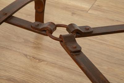 Wrought Iron Faux Leather Buckle Coffee Table