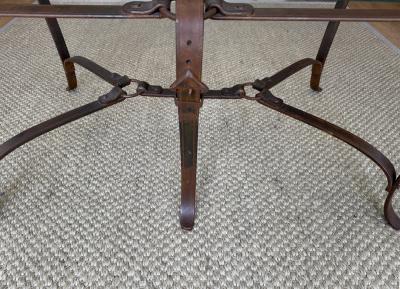 Wrought Iron Faux Leather Buckle Coffee Table