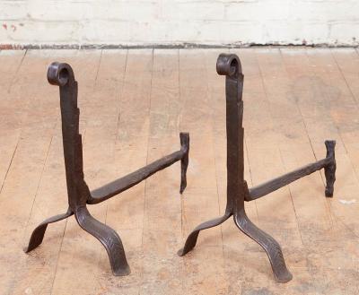 Wrought Iron Fiddlehead Andirons