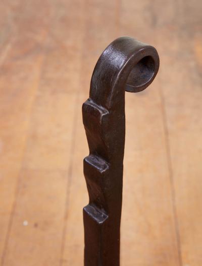 Wrought Iron Fiddlehead Andirons