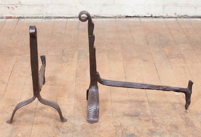 Wrought Iron Fiddlehead Andirons