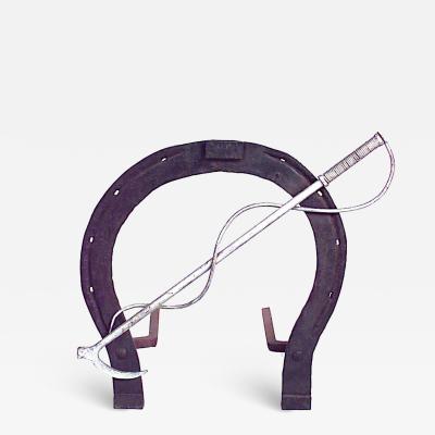 Wrought Iron Horseshoe Andiron