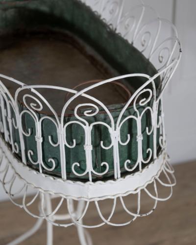 Wrought Iron Planter with Scrollwork Stand 20th Century